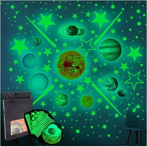 460 Pcs Glow in the Dark Stickers,3D Glow Sticker ,Bright Solar System