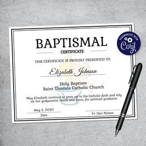 Printable Baptism Certificate for Baby's Christening Ceremony ...