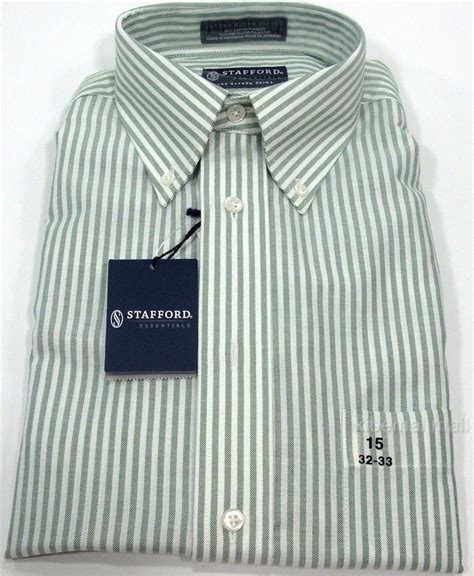 NWT STAFFORD Essentials Men's Oxford Dress Shirt Regular Fit Celery ...