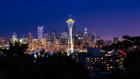 Seattle at Night [3840x2160] | Seattle wallpaper, Seattle skyline, City ...