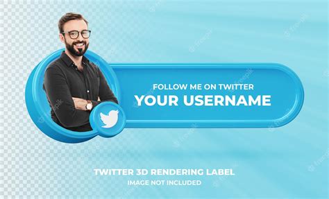 Premium PSD | Banner Icon Profile on Twitter 3d Rendering Label Isolated