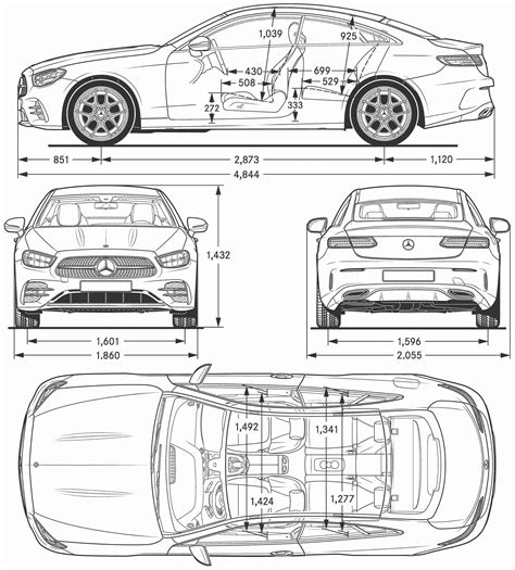 Mercedes-Benz E-class 2020 Blueprint - Download free blueprint for 3D ...