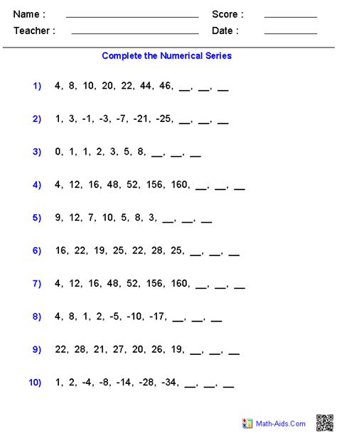 Patterns Worksheets | Dynamically Created Patterns Worksheets