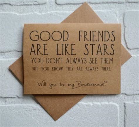 GOOD FRIENDS Are Like Stars Will You Be My BRIDESMAID Card Funny Card Kraft Bridesmaid Card ...