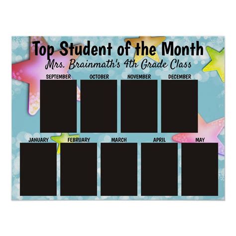 Top student of the month classroom photo display poster | Zazzle ...