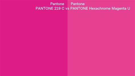 Pantone 219 C vs PANTONE Hexachrome Magenta U side by side comparison