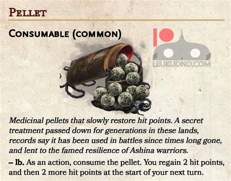 DnD 5e Magic Items: Healing Consumables. Bored of Healing Potions? Have a taste of these Sekiro ...