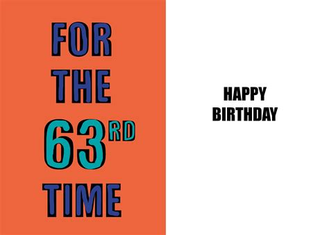 Happy 63rd Birthday Funny 63rd Birthday Card 63 Years Old a Witty and Humorous High Quality Card ...