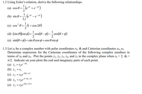 Solved Using Euler's relation, derive the following | Chegg.com