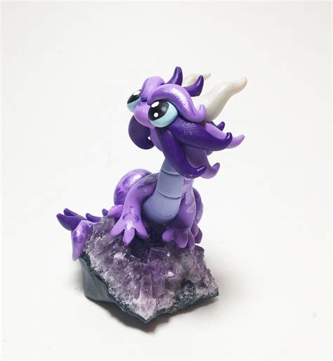 Amethyst Dragon: Mini Eastern Dragon Figurine- Purple Dragonling Sculpture