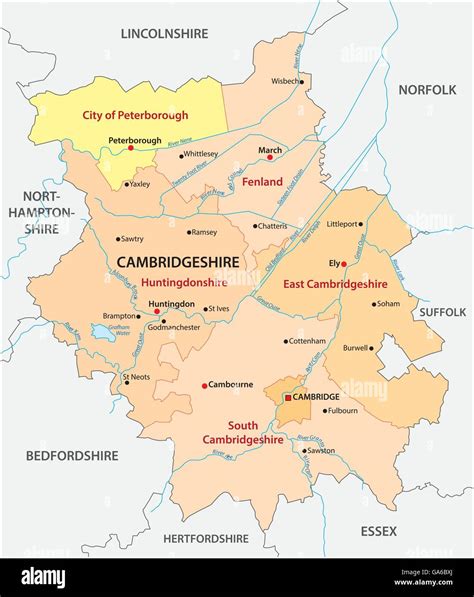 vector map of the administrative county cambridgeshire, england Stock ...