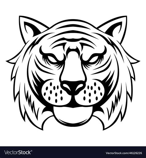 Tiger head black and white logo design Royalty Free Vector