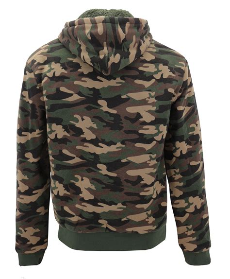 Men's Camo Sherpa Hoodie Zip Up Athletic Army Fleece Hunting Sweater Jacket | eBay