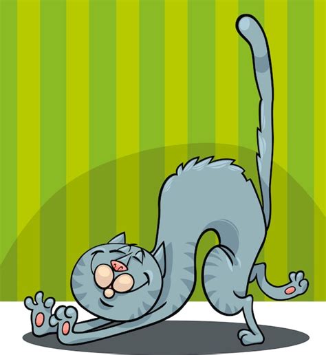 Premium Vector | Stretching cat cartoon