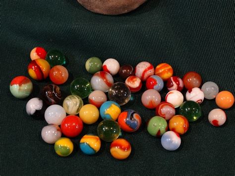 Akro Agate Marbles 1933 Chicago Exposition Indian Head Marbles Bag Set from antiquesinn1 on Ruby ...