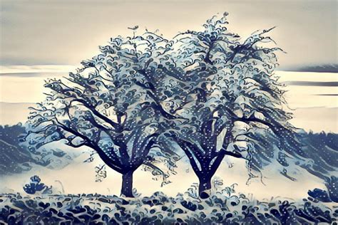 Ice on Trees and the Sea Digital Art by NE Works | Pixels