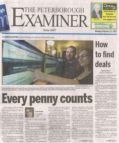 SaveaLoonie Makes The Cover of The Peterborough Examiner — Deals from ...