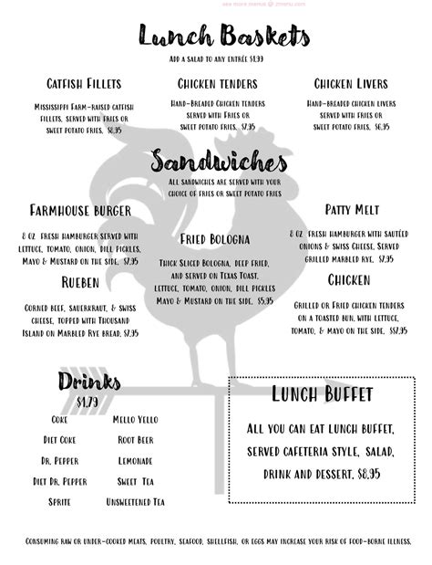 Menu at Farmhouse Restaurant, Iuka