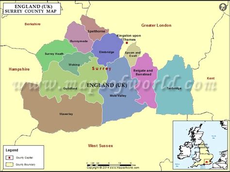 Administrative Map English County Surrey Vector Image, 43% OFF