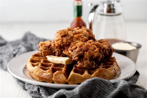 Fried Chicken and Waffles with Hot Sauce Maple Syrup - Cooking with ...