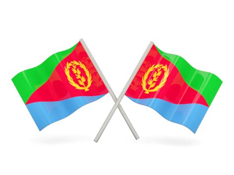 Two wavy flags. Illustration of flag of Eritrea