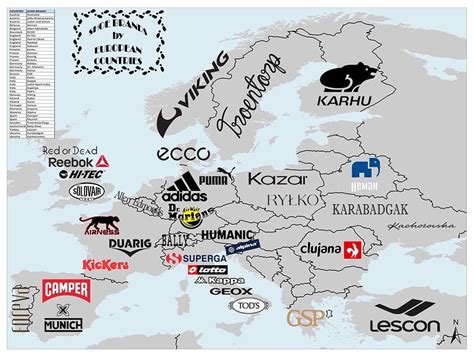 European Shoe Brands by Countries | Mappr