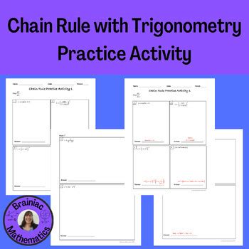 Chain Rule with Trigonometry Practice Activity by Brainiac Mathematics