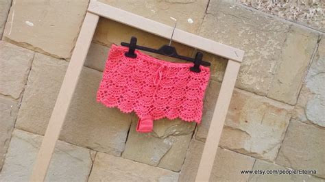 Crochet Shorts Boho Crochet Bikini Coral Lace Shorts Sexy - Etsy