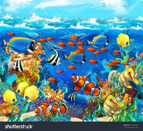 Coral Reef Illustration Children Stock Illustration 134508704 ...