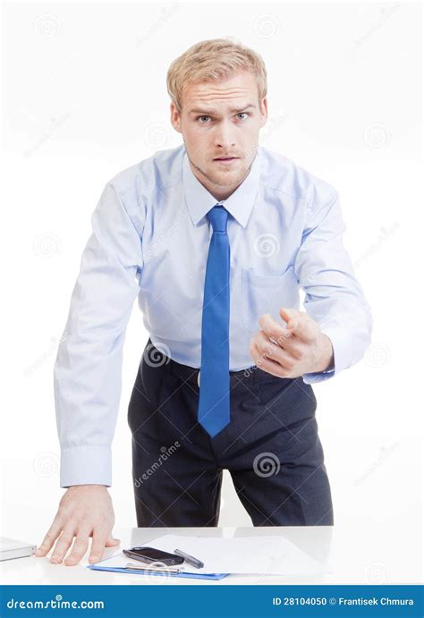 Angry boss behind desk stock photo. Image of businessman - 28104050