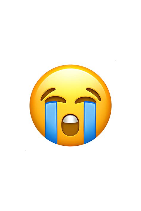 The 😭 Loudly Crying Face emoji depicts a yellow face with closed eyes and a wide open mouth ...
