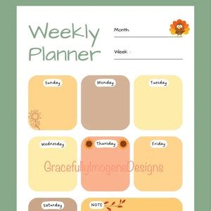 November Planner, Digital Planner, Instant Download, Printable Planner, Thanksgiving Tracker ...