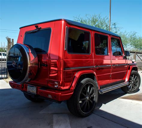 Mercedes Benz G Wagon - Factory White ---- Red Chrome Black Chrome: Roof & Side Mirrors Gloss ...