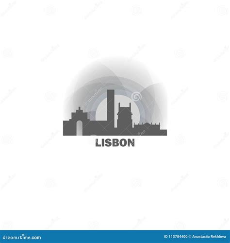 Lisbon City Skyline Shape Logo Icon Illustration Stock Vector ...