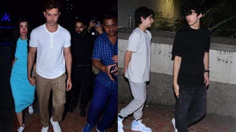 Hrithik Roshan and Saba Azad step out for dinner with his sons Hrehaan ...