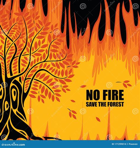 Cartaz Ecológico Sobre O Tema Dos Incêndios Florestais Salvar a Floresta Ilustração do Vetor ...