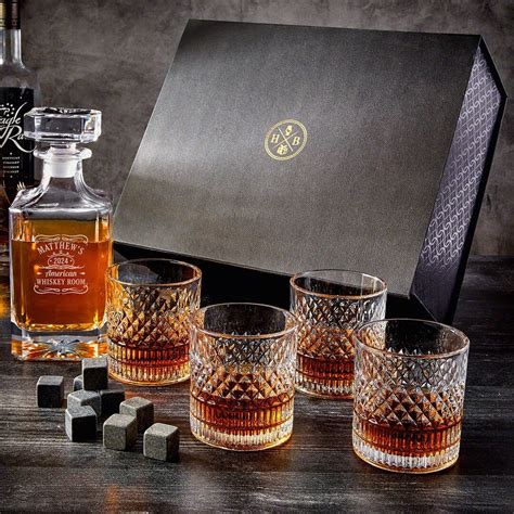 Engraved Whiskey Decanter Gift Set With Box Luxury Whiskey Rocks ...