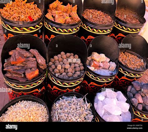 Colorful Spices And Herbs At A Traditional Market In Medina Marrakech ...