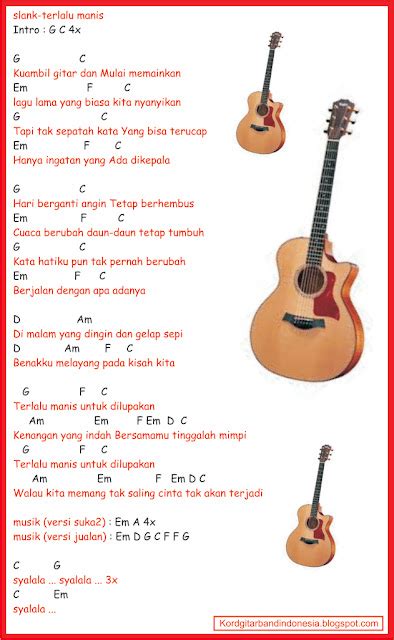 Slank Terlalu Manis Chord Gitar - Kumpulan Chord Lagu