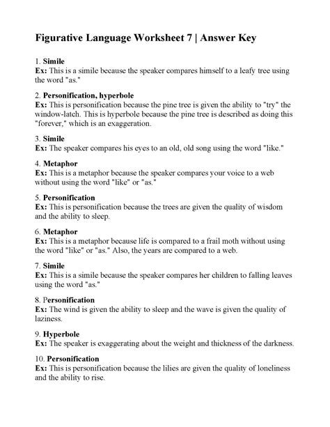 Figurative Language 5th Grade Worksheets