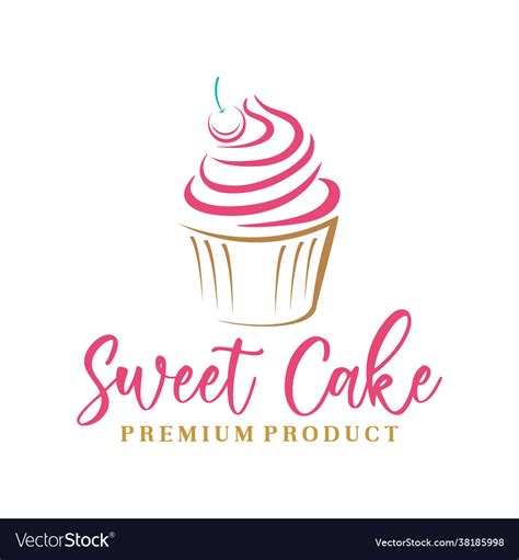 Sweet cake logo cake shop logo design Royalty Free Vector