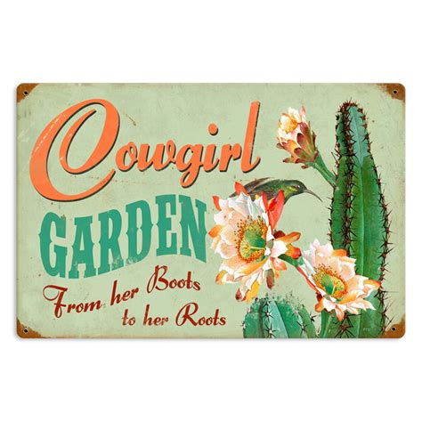 Cowgirl Garden Vintage Metal Sign