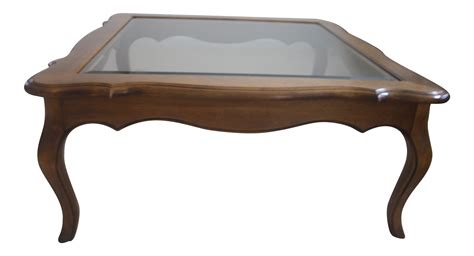 Ethan Allen Country French Coffee Table With Beveled Glass Insert on Chairish.com | Coffee table ...