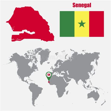 Senegal Map on a World Map with Flag and Map Pointer. Vector ...