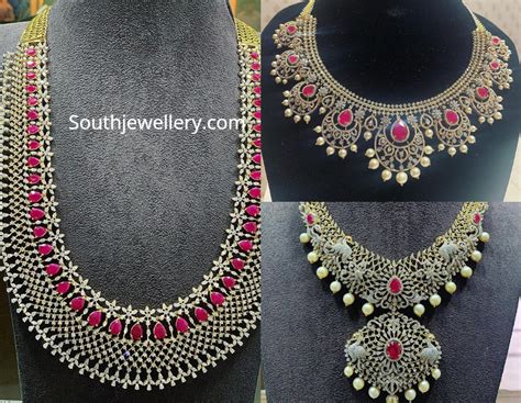 Diamond and ruby necklace designs by P Satyanarayan and Sons - Indian Jewellery Designs
