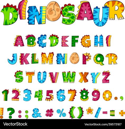 Dino alphabet font elements creative dinosaur Vector Image