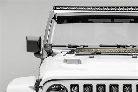 Jeep JL, Gladiator Front Roof LED Kit with (1) 50 Inch LED Straight Single Row Slim Light Bar ...