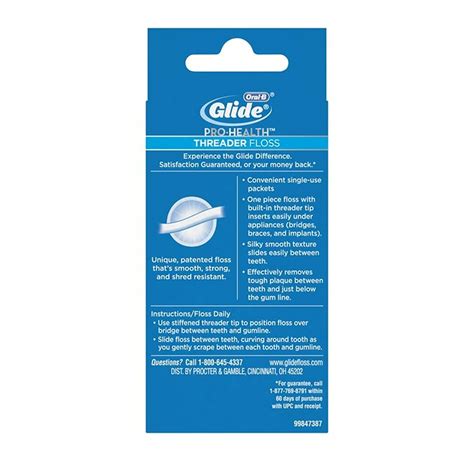 Glide Threader Floss 30-Count Single-Use Packets - Pack of 4 | Dental ...