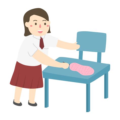 primary school student cleaning table 4607964 Vector Art at Vecteezy