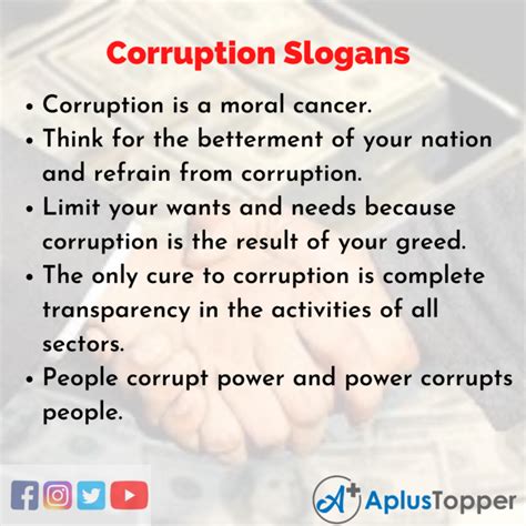 Corruption Slogans | Unique and Catchy Corruption Slogans in English - A Plus Topper